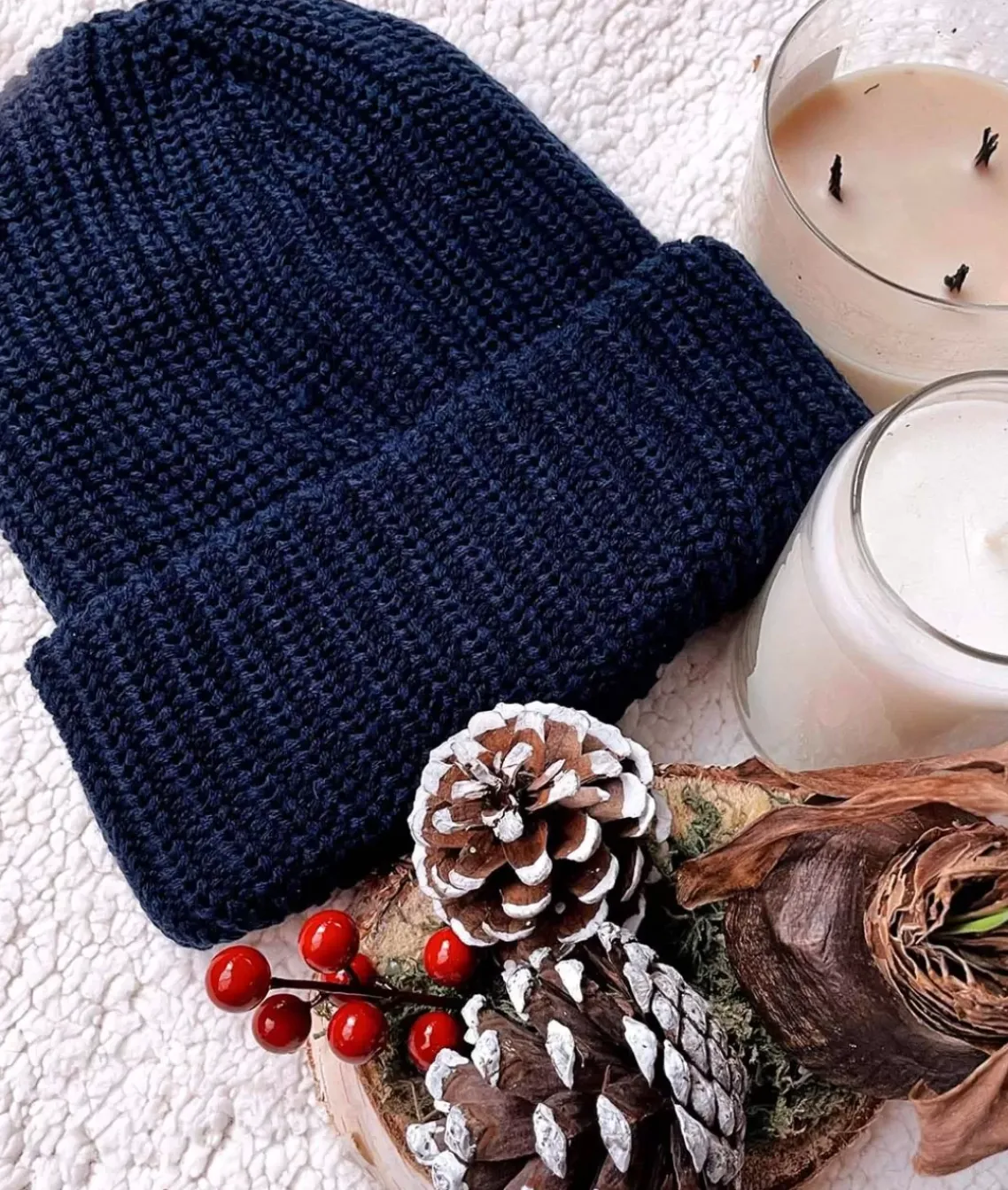 Chunky Marled Yarn And Solid Color Soft Knit Hat