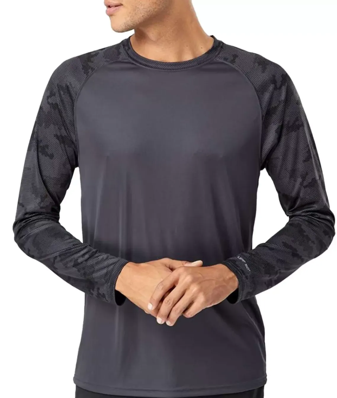 Men'S Cayman Performance Upf Camo Colorblock Long Sleeve T-Shirt