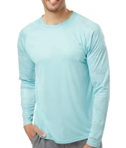 Men'S Cayman Performance Upf Camo Colorblock Long Sleeve T-Shirt