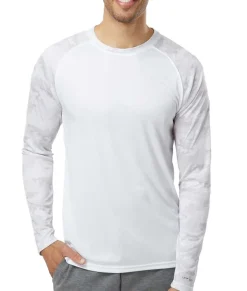 Men'S Cayman Performance Upf Camo Colorblock Long Sleeve T-Shirt