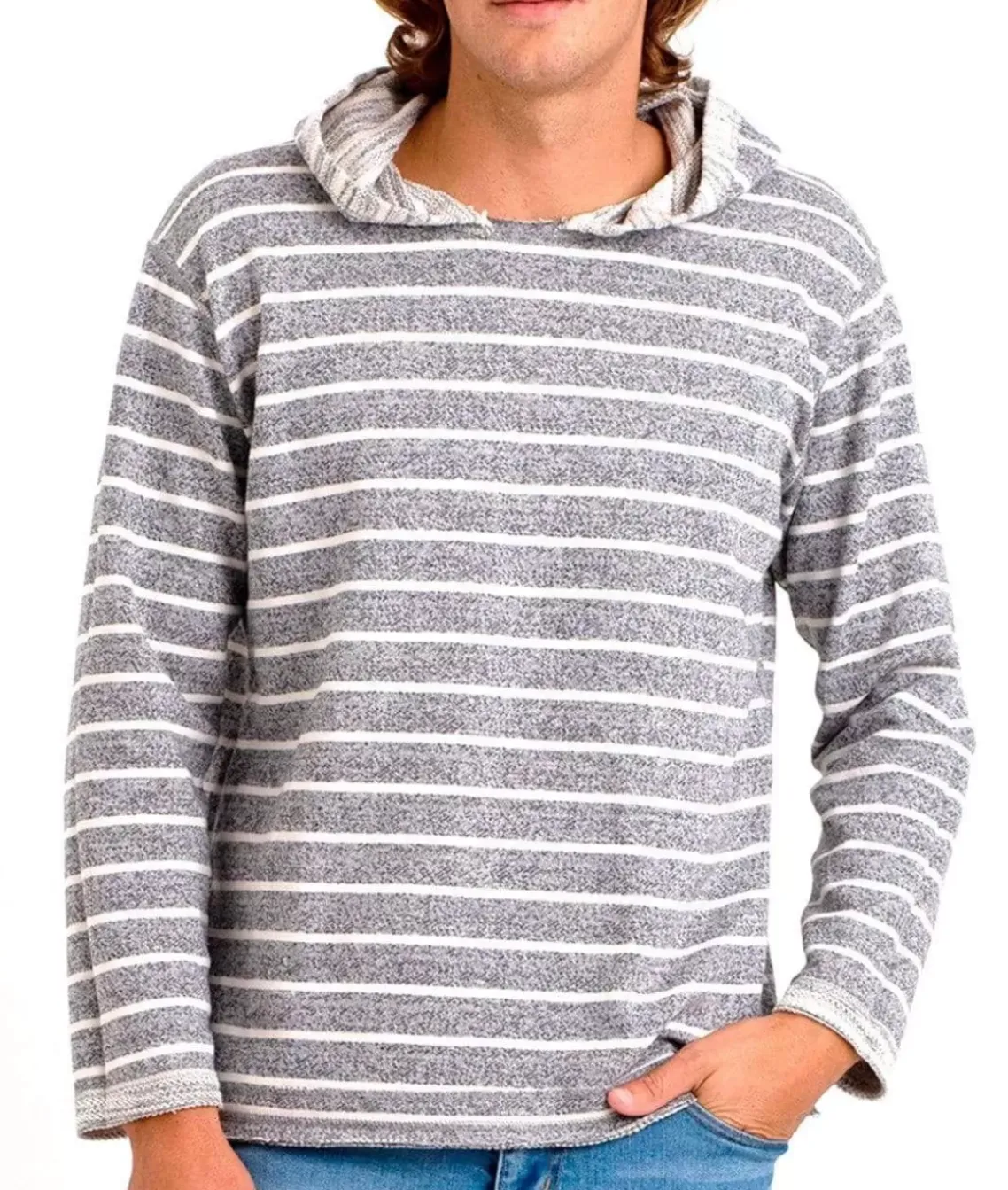 Men'S Cotton/Poly Striped French Terry Hoodie/Discontinued