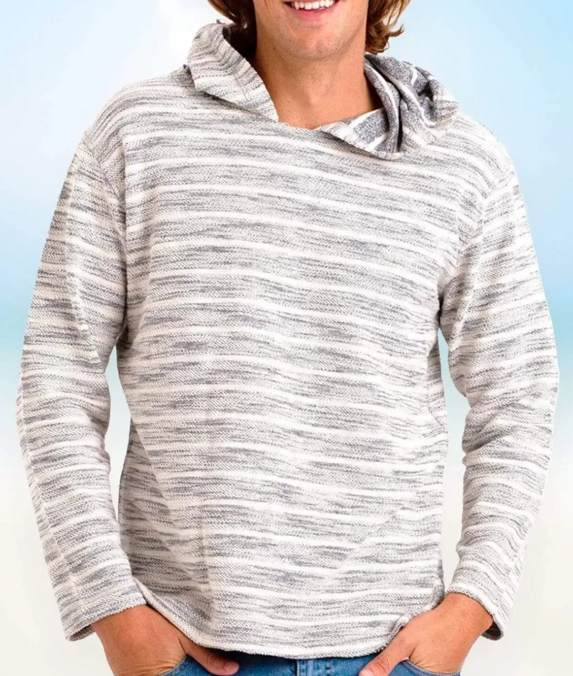Men'S Cotton/Poly Striped French Terry Hoodie/Discontinued