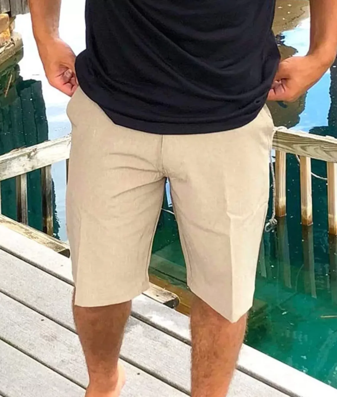 Men'S Khaki Hybrid Stretch Short