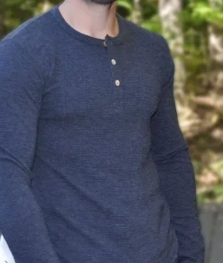 Men'S Long Sleeve Ottoman Rib Knit Henley Shirt/Discontinued