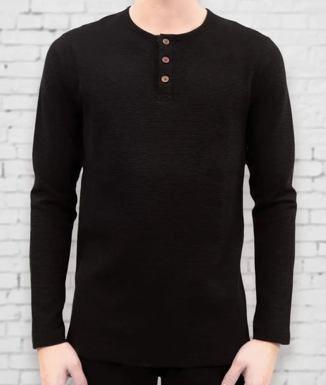 Men'S Long Sleeve Ottoman Rib Knit Henley Shirt/Discontinued