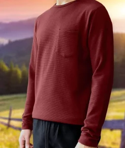 Men'S Long Sleeve Ottoman Rib Knit Textured Fabric Tee/Discontinued