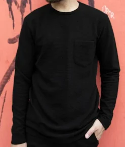 Men'S Long Sleeve Ottoman Rib Knit Textured Fabric Tee/Discontinued