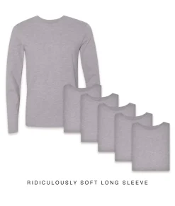 Men'S 6Pk Ridiculously Soft Long Sleeve 100% Cotton T-Shirt