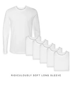 Men'S 6Pk Ridiculously Soft Long Sleeve 100% Cotton T-Shirt