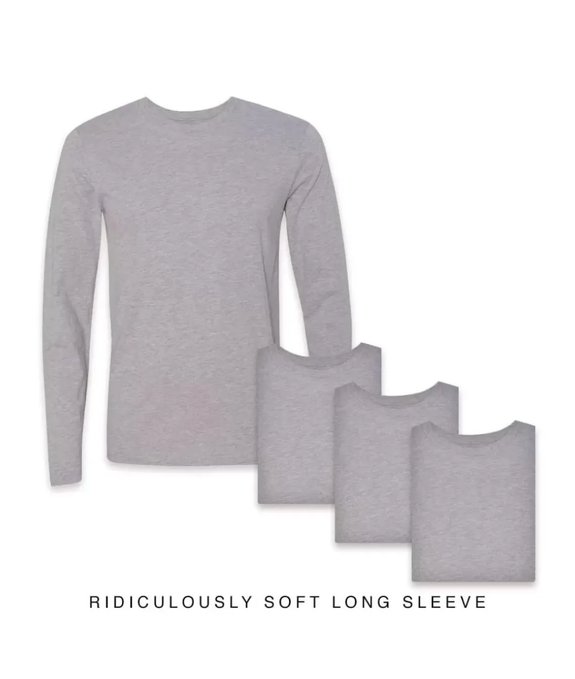 Men'S 4Pk Ridiculously Soft Long Sleeve 100% Cotton T-Shirt