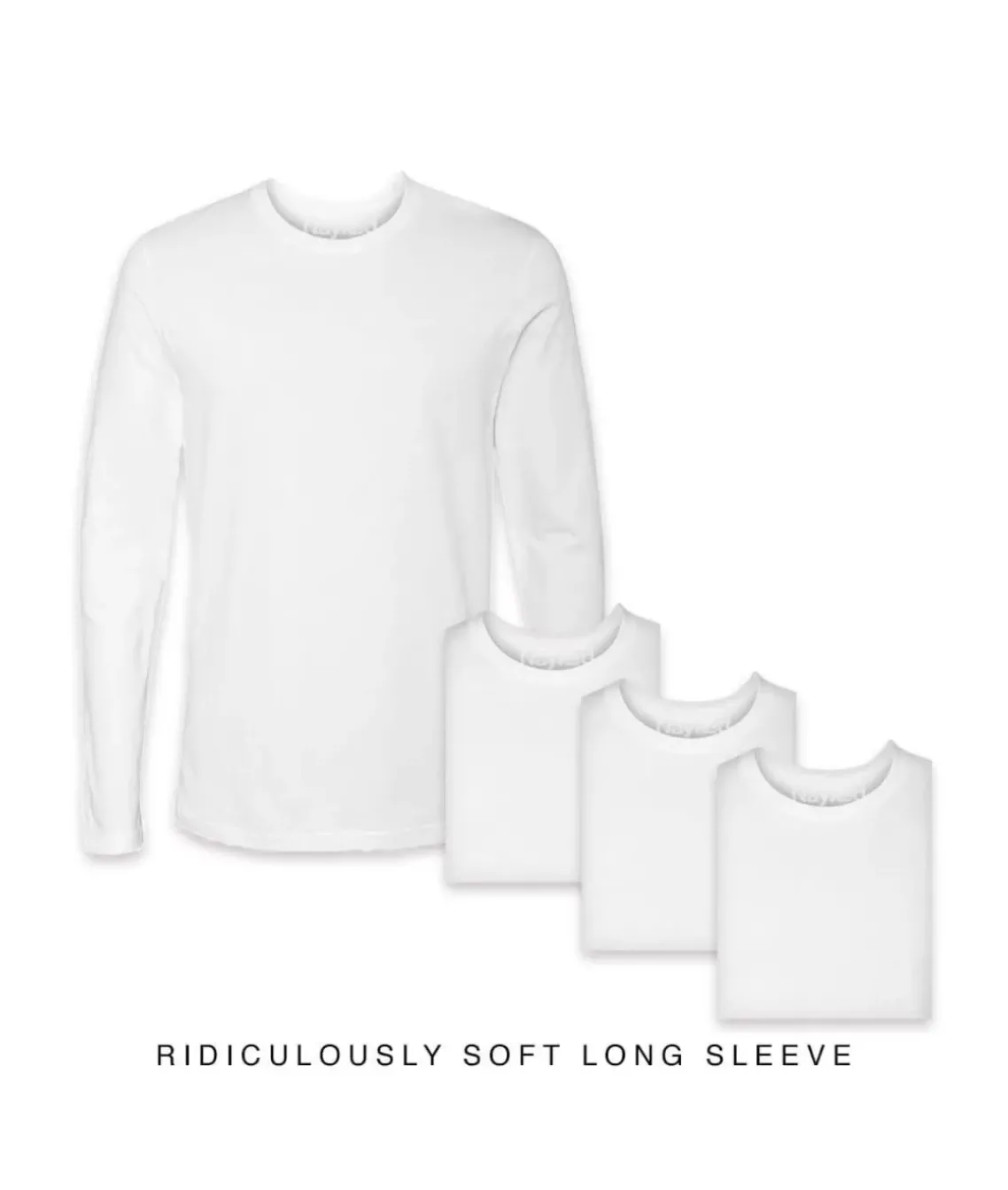 Men'S 4Pk Ridiculously Soft Long Sleeve 100% Cotton T-Shirt