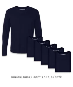 Men'S 6Pk Ridiculously Soft Long Sleeve 100% Cotton T-Shirt