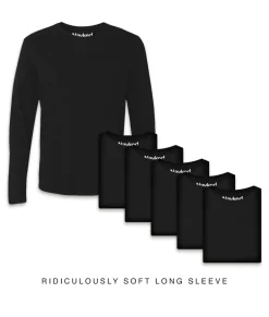 Men'S 6Pk Ridiculously Soft Long Sleeve 100% Cotton T-Shirt