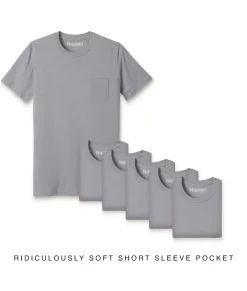 Men'S 6Pk Ridiculously Soft 100% Cotton Pocket T-Shirt