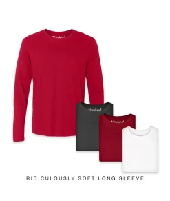 Men'S 4Pk Ridiculously Soft Long Sleeve 100% Cotton T-Shirt