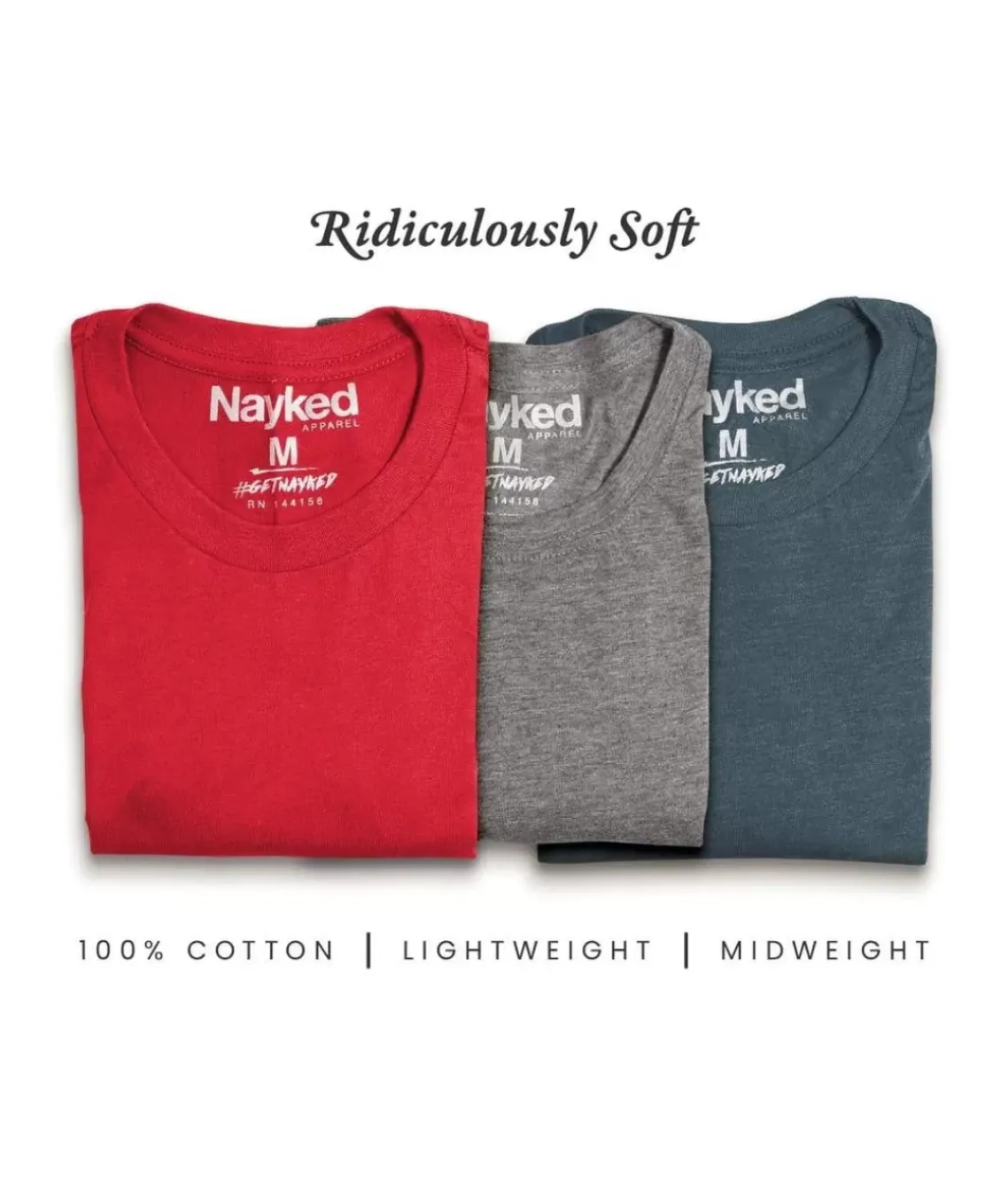 Men'S 3Pk Tri-Nayked Short Sleeve Crew Neck T-Shirts