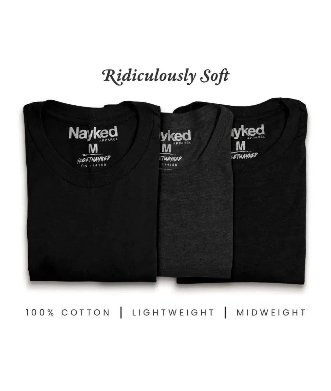 Men'S 3Pk Tri-Nayked Short Sleeve Crew Neck T-Shirts