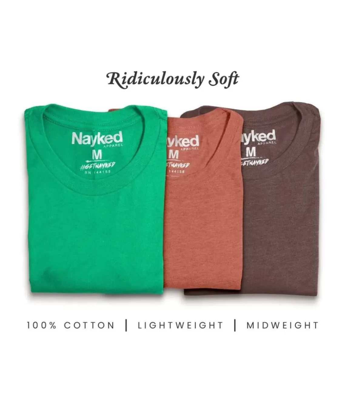 Men'S 3Pk Tri-Nayked Short Sleeve Crew Neck T-Shirts