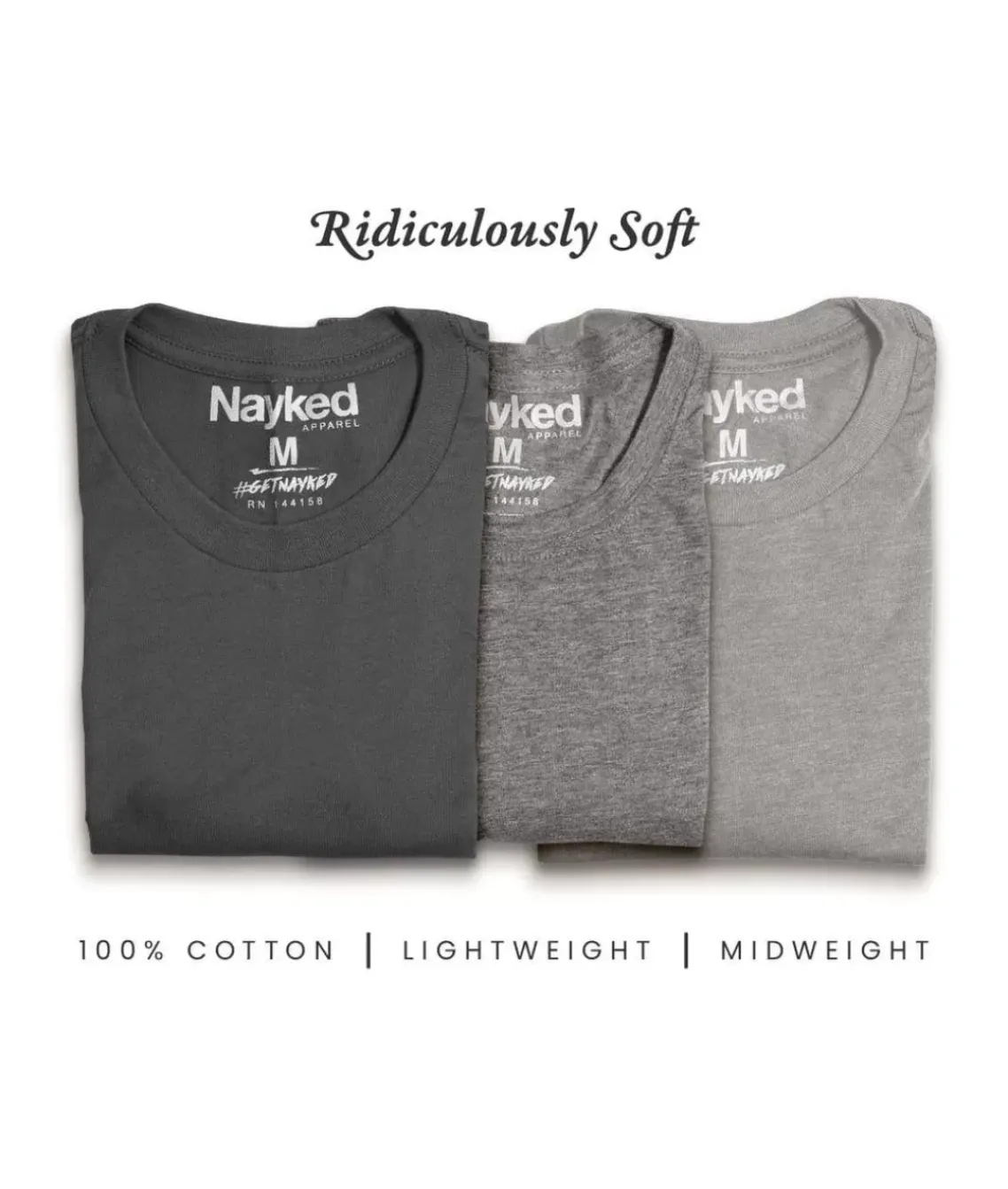 Men'S 3Pk Tri-Nayked Short Sleeve Crew Neck T-Shirts
