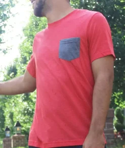 Men'S Ridiculously Soft Contrast Pocket Short Sleeve Crew Neck T-Shirt