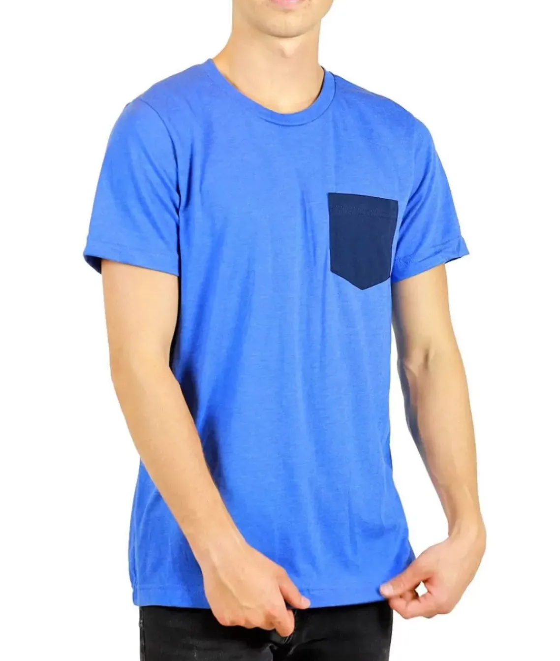 Men'S Ridiculously Soft Contrast Pocket Short Sleeve Crew Neck T-Shirt
