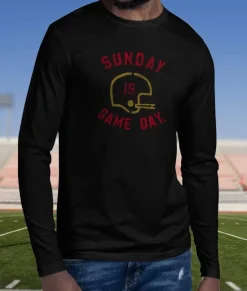 Men'S Ridiculously Soft Cotton Long Sleeve Graphic Tee | Sunday Is Game Day