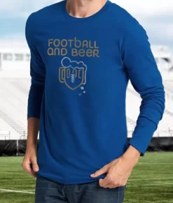 Men'S Ridiculously Soft Cotton Long Sleeve Graphic Tee | Football And Beer
