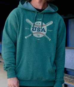 Men'S Ridiculously Soft Midweight Raglan Hooded Sweatshirt | Vintage Baseball Graphic