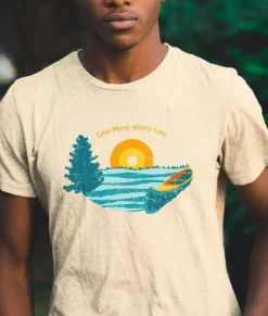 Men'S Ridiculously Soft Midweight Graphic Tee | Lake More Worry Less