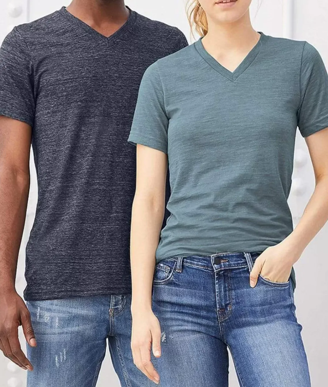 Men'S Short Sleeve Slub Jersey V-Neck T-Shirt