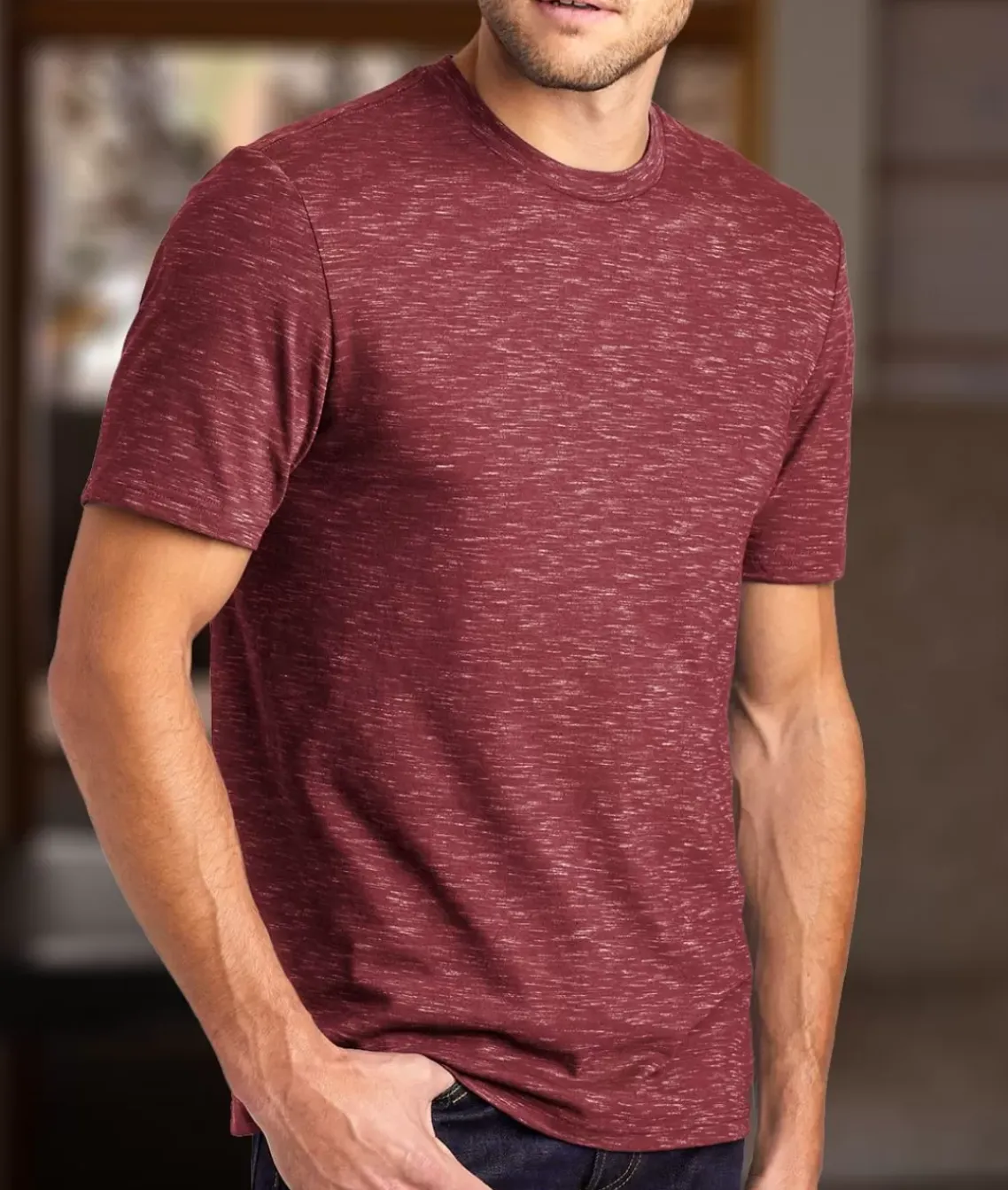 Men'S Soft Lightweight Marled Crew Neck T-Shirt