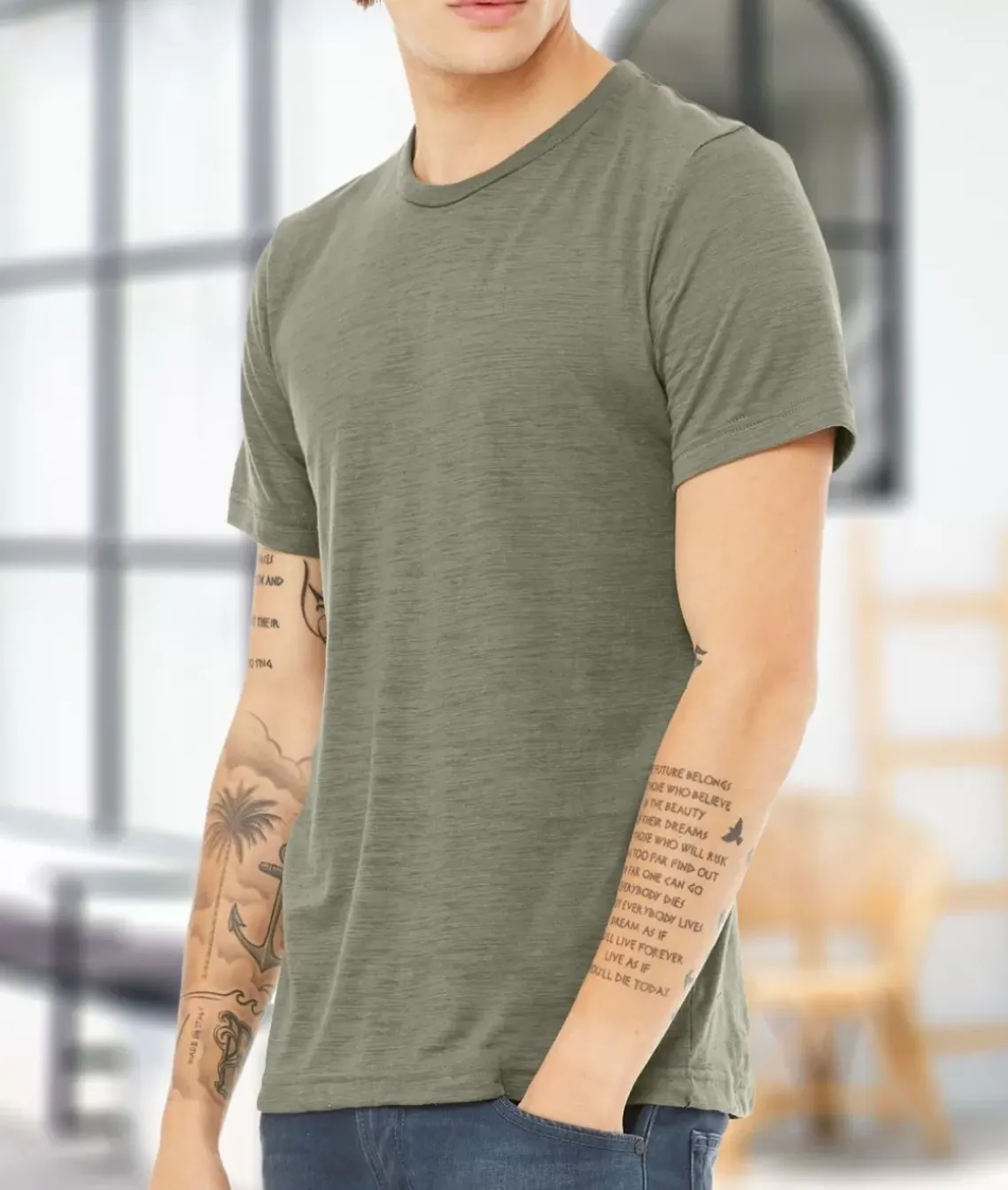 Men'S Soft Slub Jersey Short Sleeve Crew Neck T-Shirt