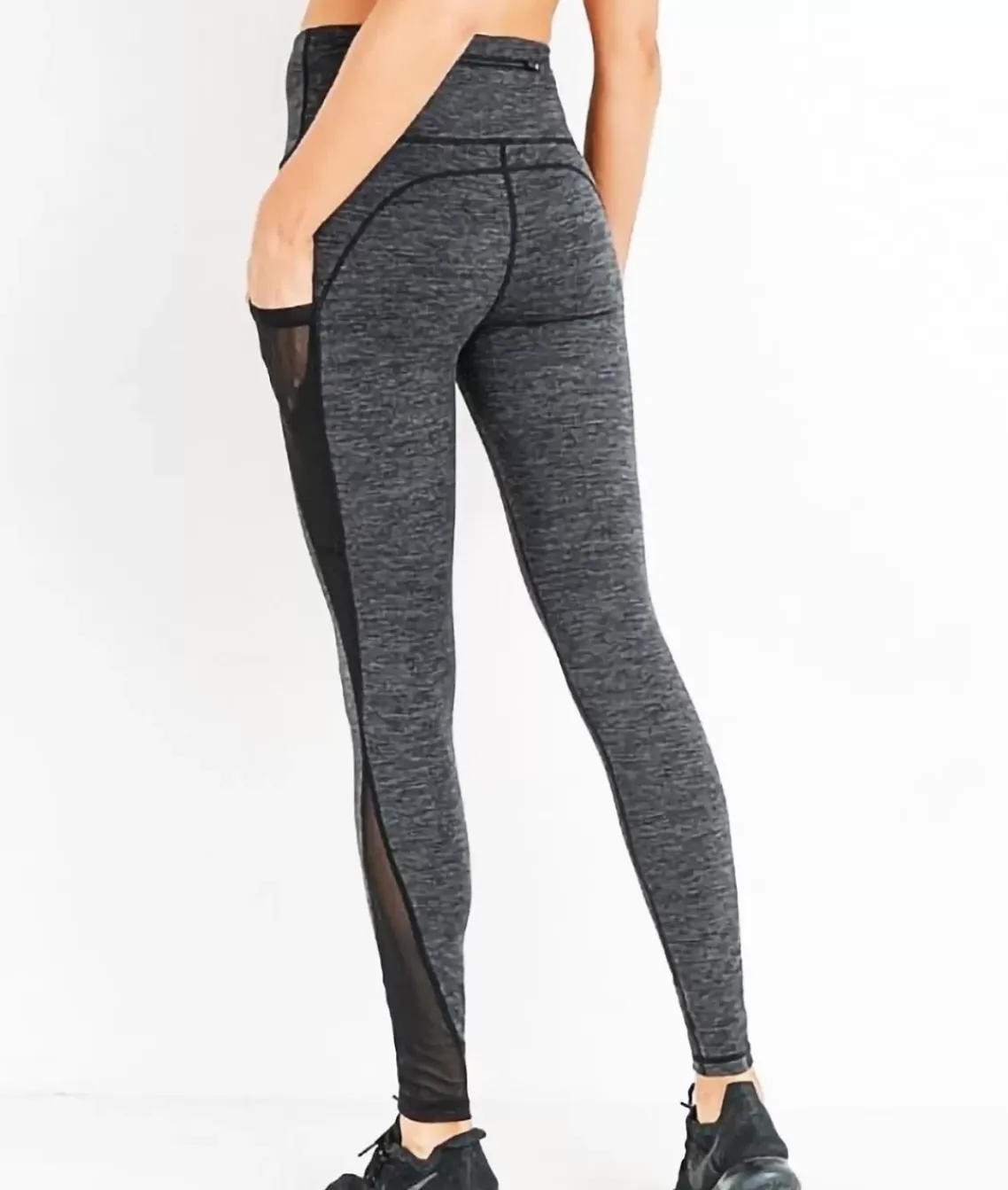 Real Women'S Plus High-Waist Splice Mesh Pocket Full Leggings/Discontinued