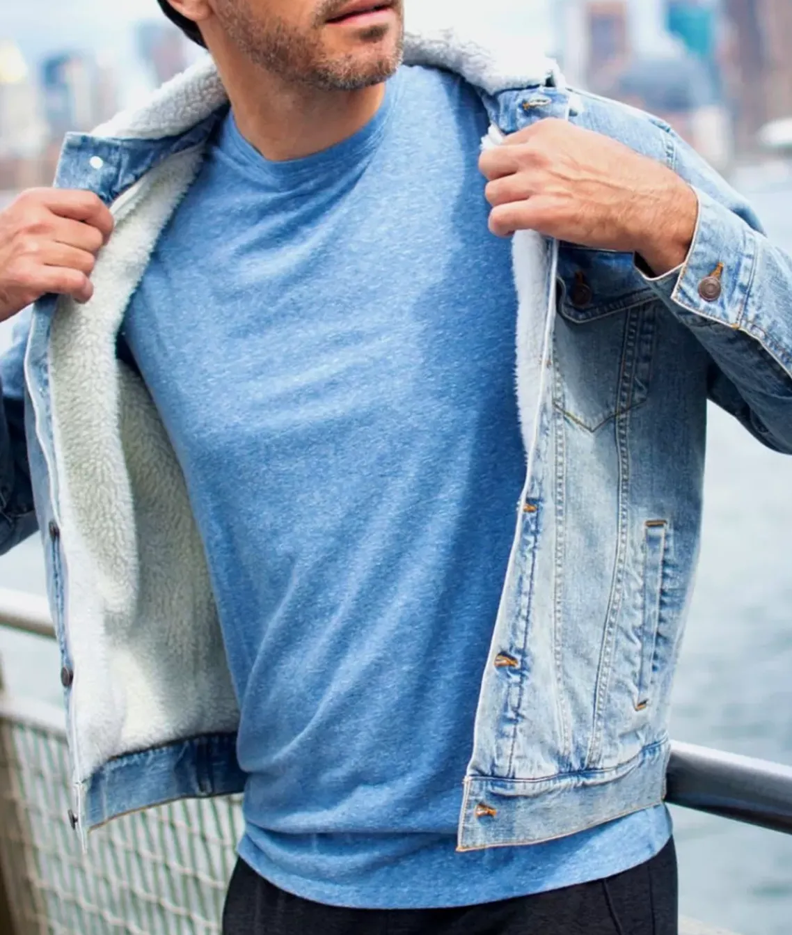 Unisex Soft Sherpa Lined Vintage Denim Jacket