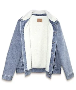Unisex Soft Sherpa Lined Vintage Denim Jacket