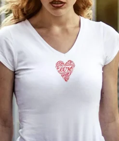 Women'S Ridiculously Soft Deep V Graphic Tee | Love Script