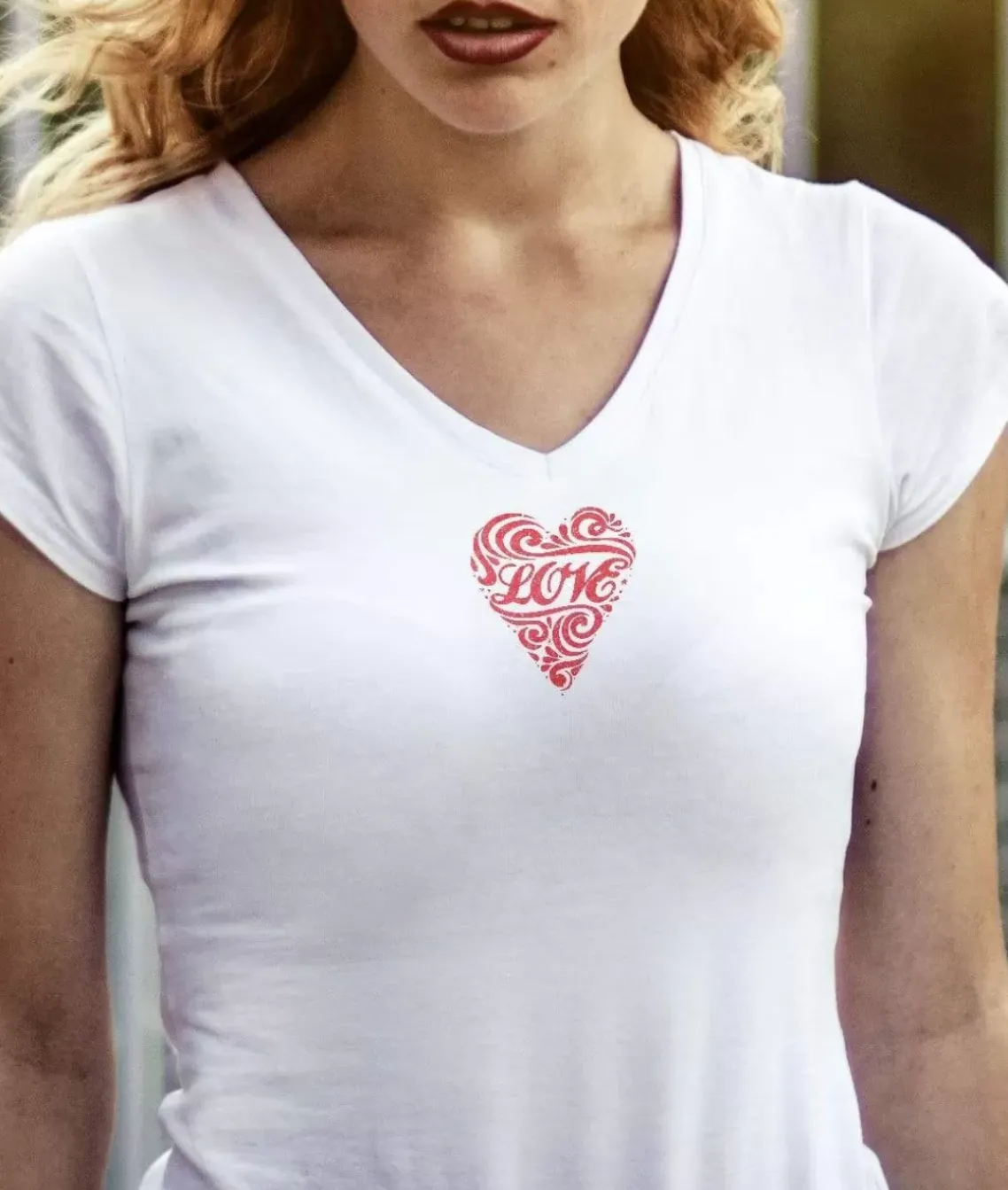 Women'S Ridiculously Soft Deep V Graphic Tee | Love Script