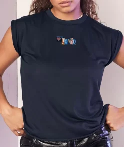 Women'S Ridiculously Soft Flowy Rolled Cuff Muscle Graphic Tee | Loved