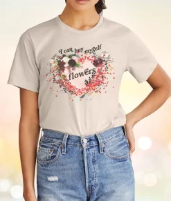 Women'S Ridiculously Soft Oversized Sueded Graphic T-Shirt | I Can Buy Myself Flowers