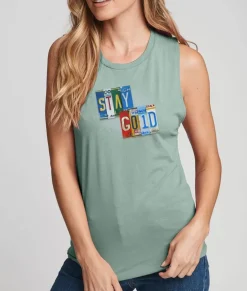 Women'S Ridiculously Soft Festival Graphic Muscle Tank | Stay Gold