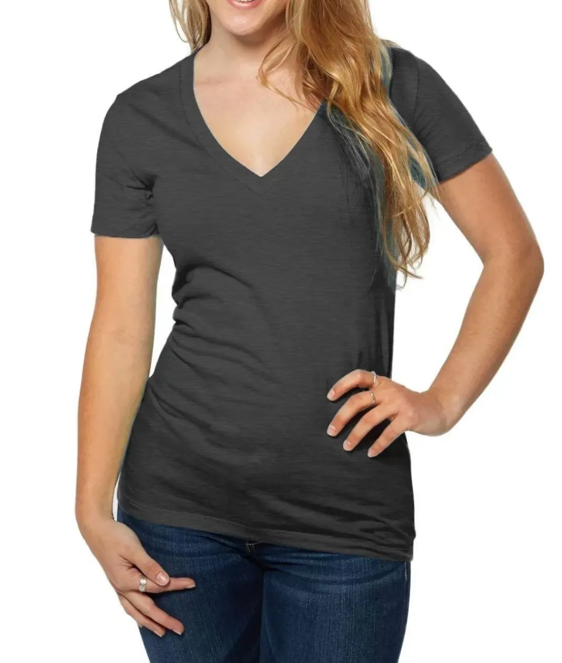 Women'S Ridiculously Soft Deep V-Neck T-Shirt