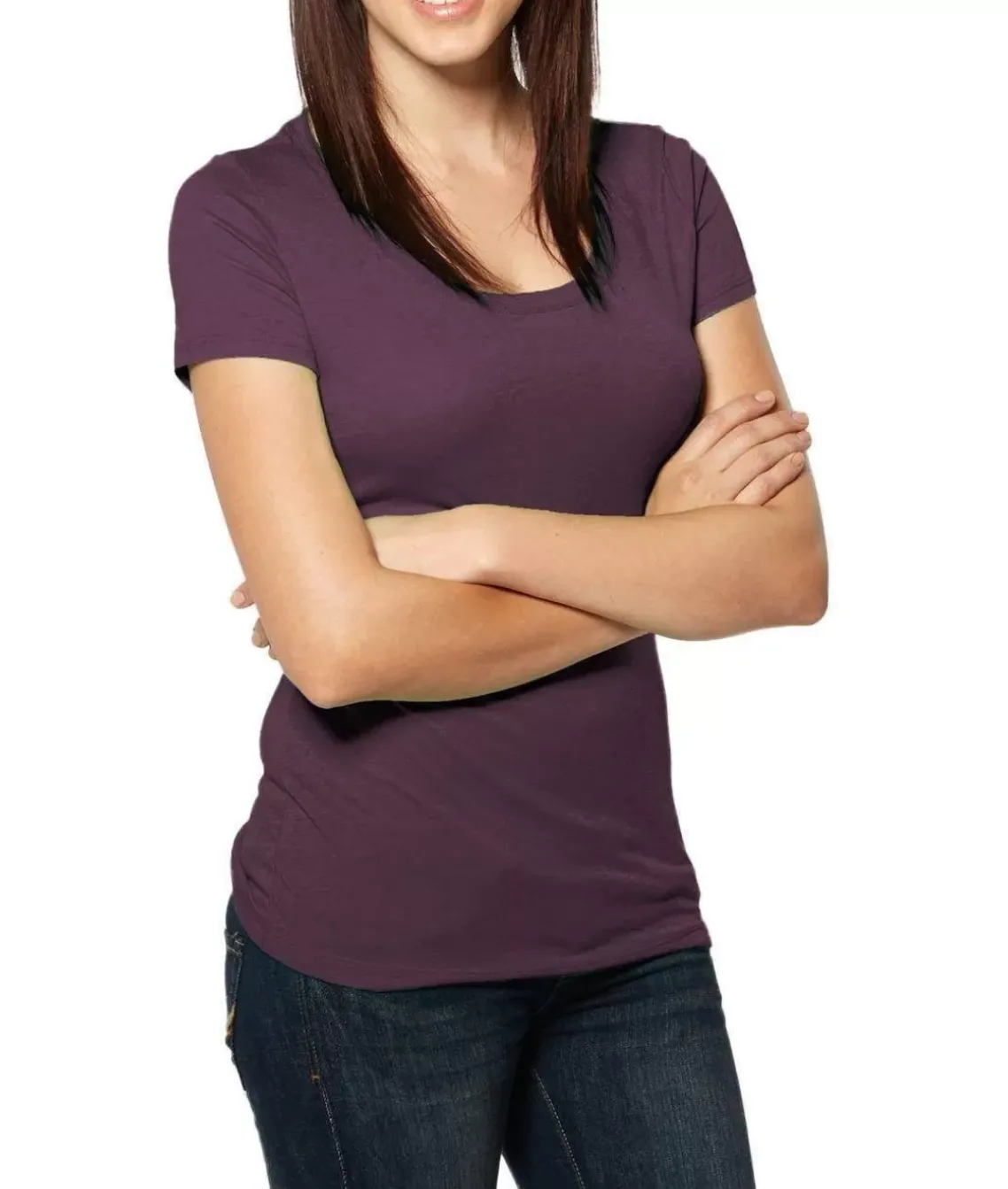 Women'S Ridiculously Soft Lightweight Deep Scoop-Neck T-Shirt