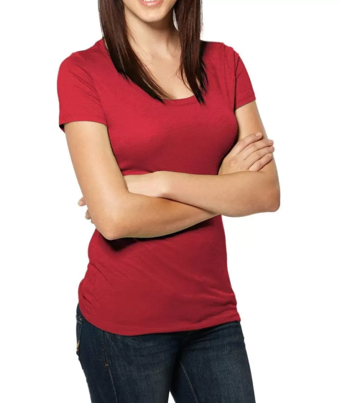 Women'S Ridiculously Soft Lightweight Deep Scoop-Neck T-Shirt
