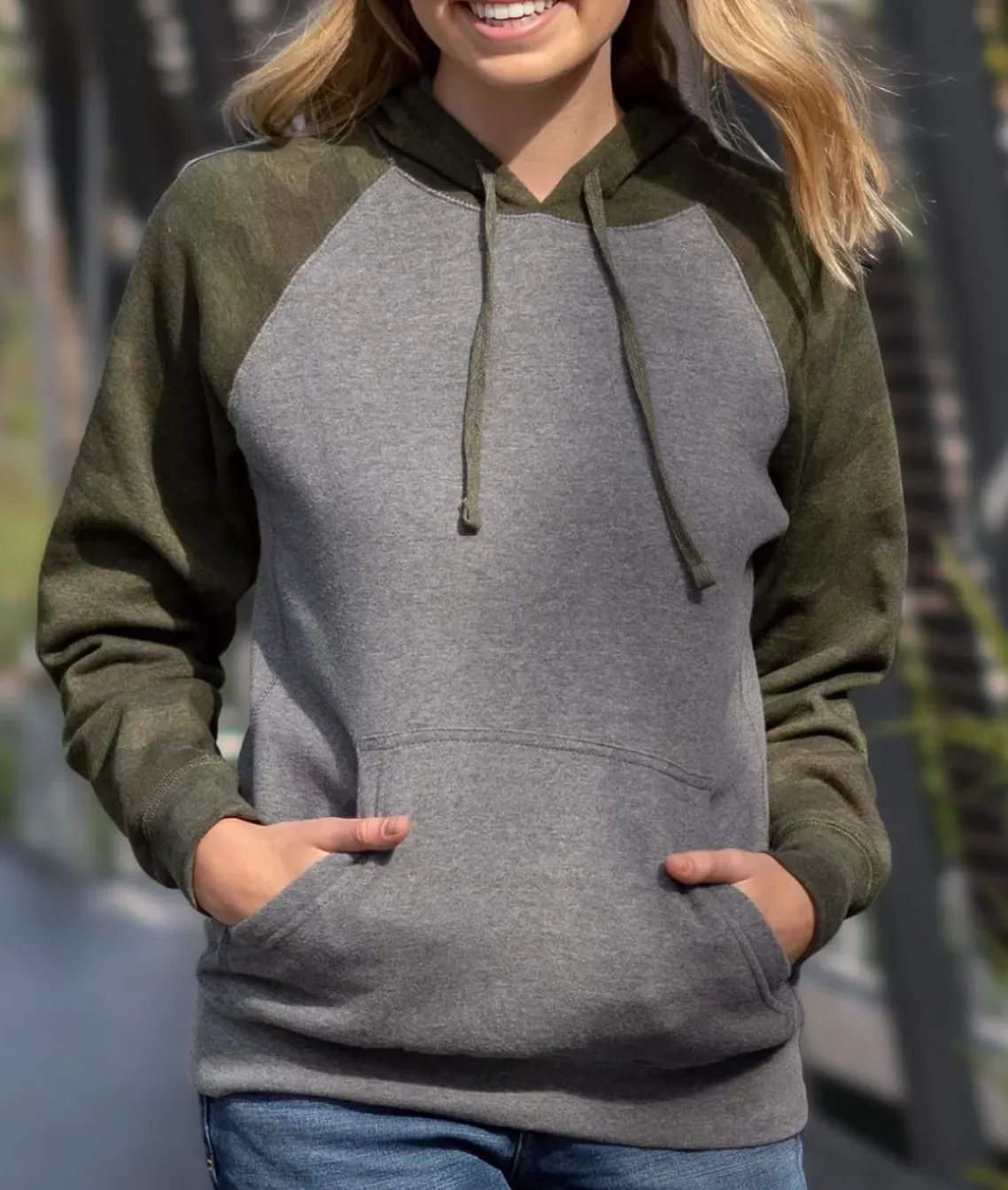 Women'S Ridiculously Soft Boyfriend Raglan Colorblocked Hooded Sweatshirt