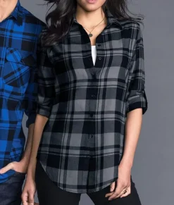 Women'S Ridiculously Soft Plaid Flannel Tunic Shirt