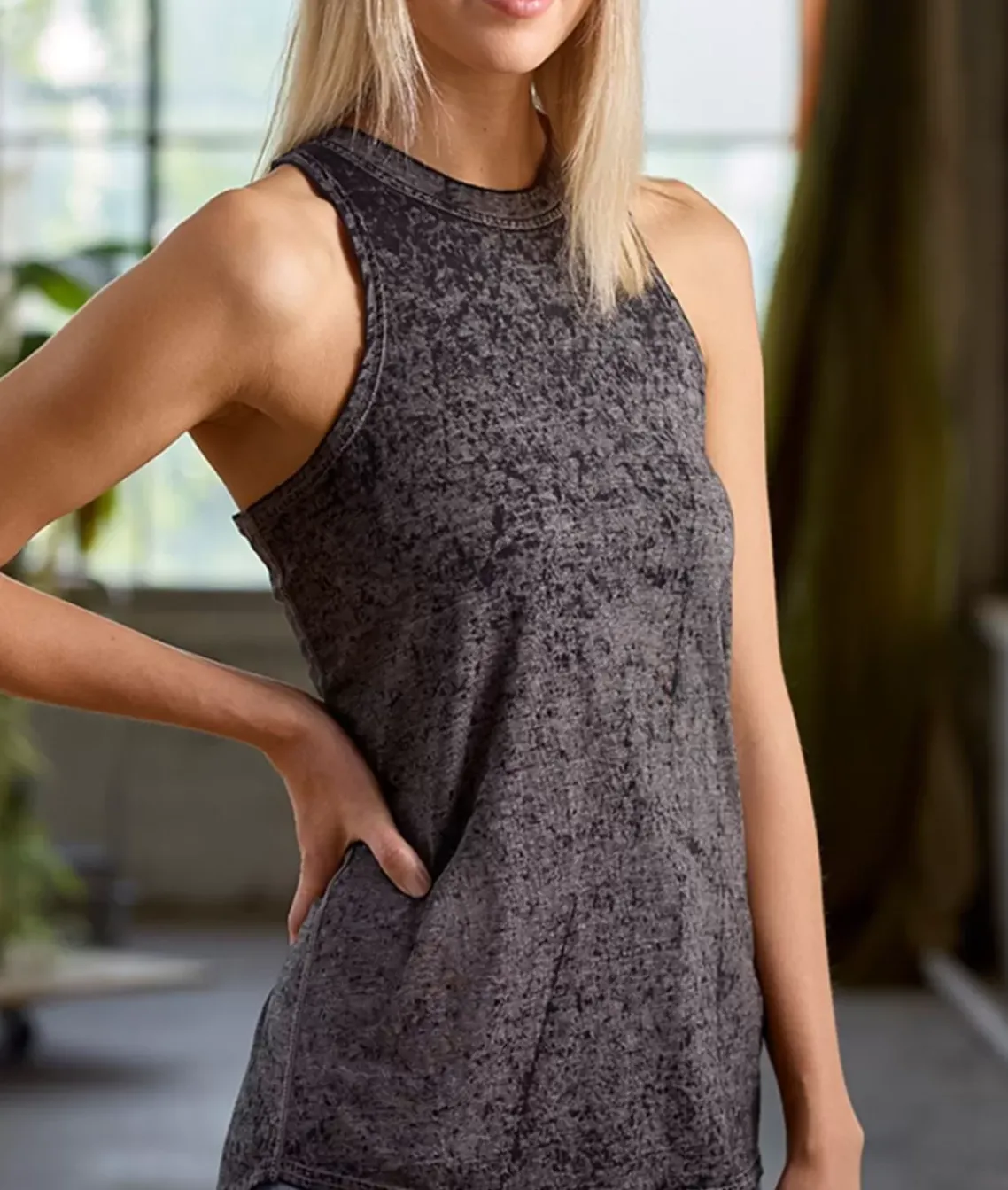 Women'S Ridiculously Soft Burnout High Neck Tank Top