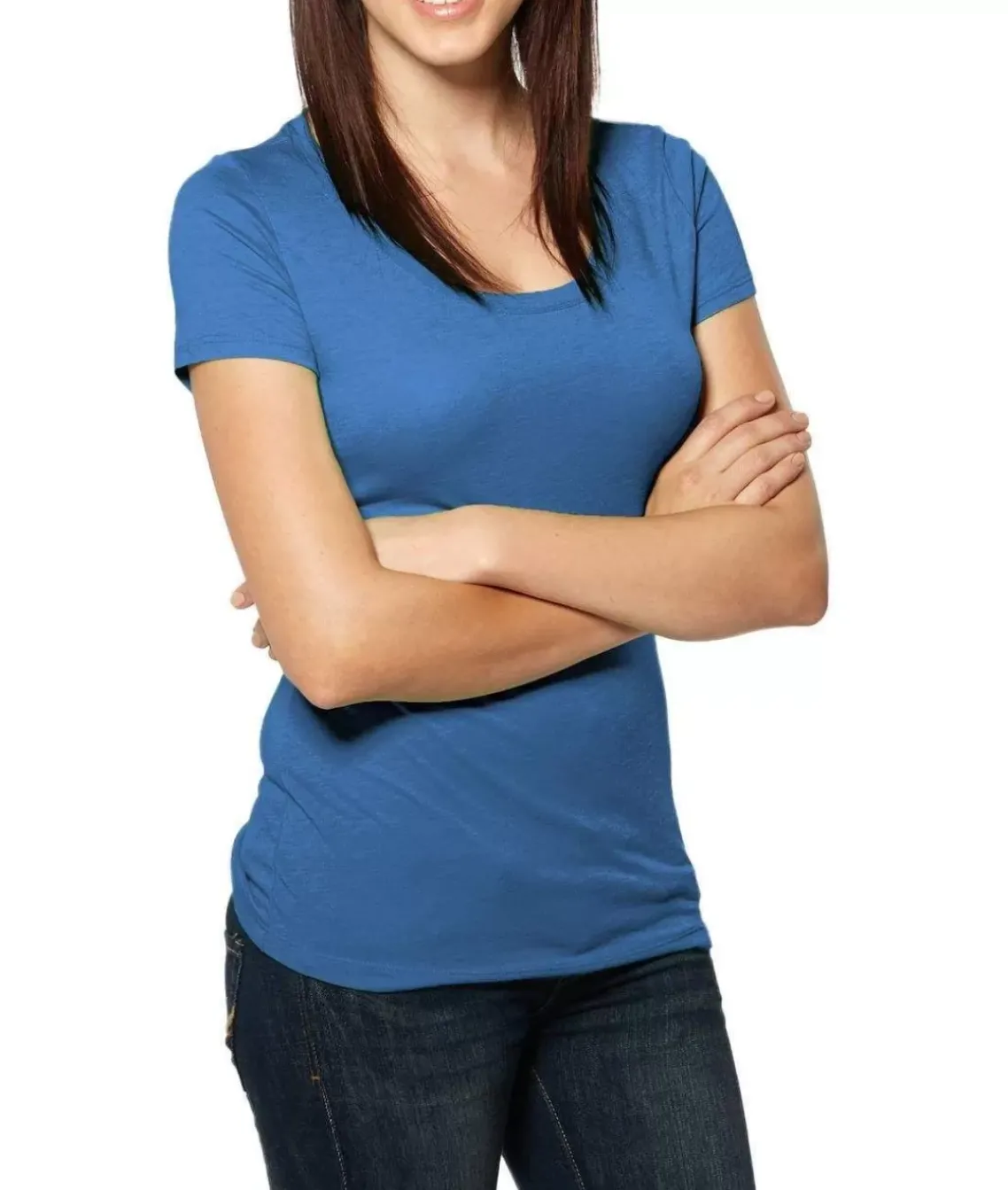 Women'S Ridiculously Soft Lightweight Deep Scoop-Neck T-Shirt