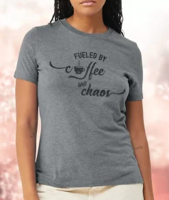Women'S Ridiculously Soft Midweight Graphic Tee | Fueled By Coffee And Chaos