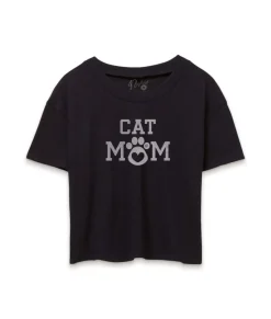 Women'S Ridiculously Soft Vintage Crop Graphic Tee | Cat Mom