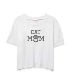 Women'S Ridiculously Soft Vintage Crop Graphic Tee | Cat Mom